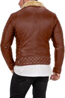 Slim Fit Echtlederjacke Herren Black Zipper RS008LUX Cognac XXL