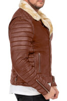 Slim Fit Echtlederjacke Herren Black Zipper RS008LUX Cognac XXL