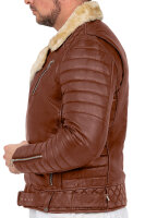 Reichstadt Herren Slim Fit Bikerjacke Black Zipper RS008LUX Cognac 3XL