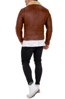 Reichstadt Herren Slim Fit Bikerjacke Black Zipper RS008LUX Cognac 3XL